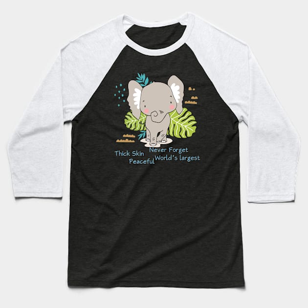 Elephant - Big Animal - Educate Baseball T-Shirt by 1Nine7Nine